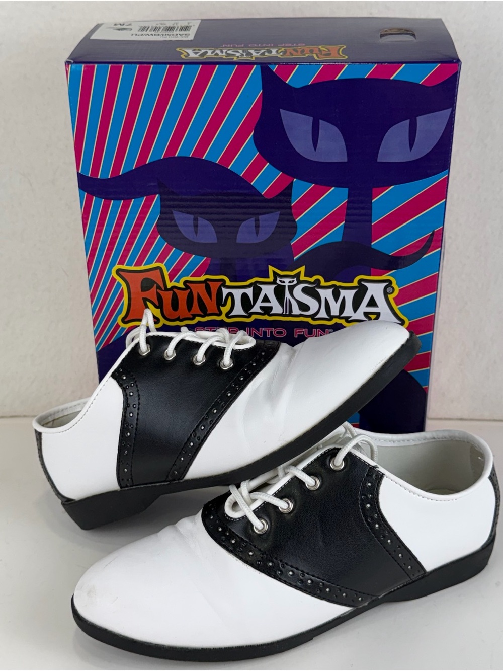 Funtasma Women’s Halloween Saddle-50 Shoes Black & White Size 7 Retro 1950’s
